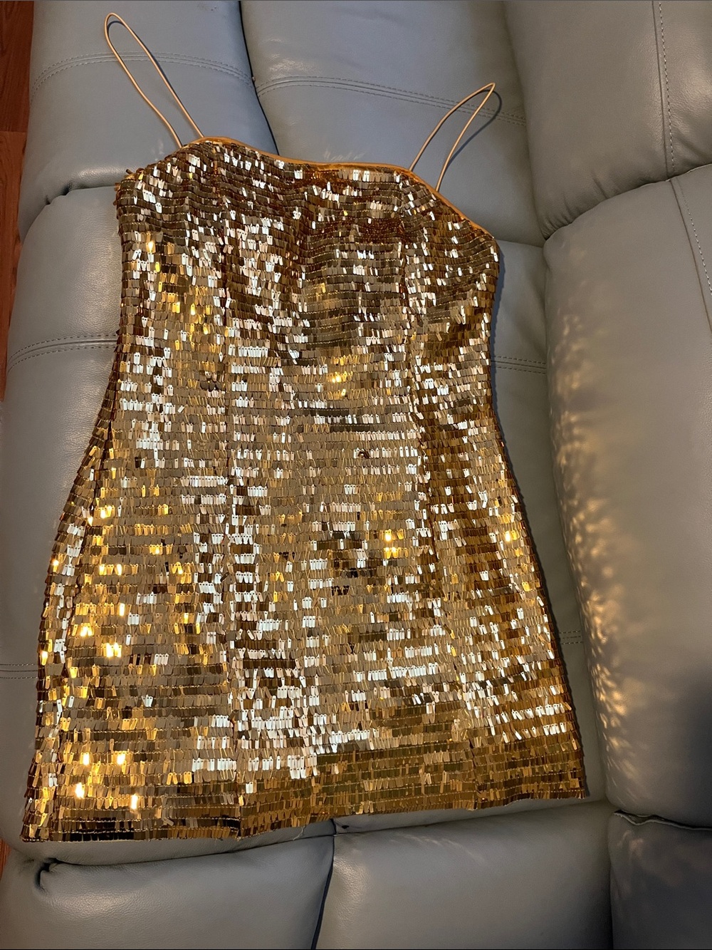 Fashion Nova Gold sequins Metallic Mini Dress. Size medium